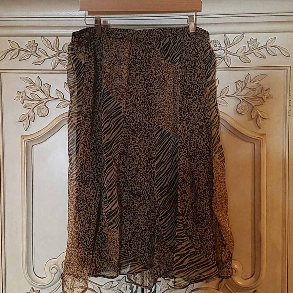 Leopard chiffon skirt petite XL